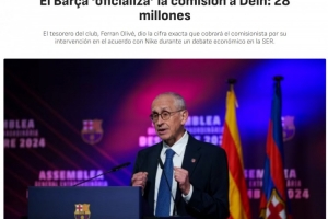 并非5000万！巴萨财务主管：付给耐克协议的经纪人2800万欧佣金